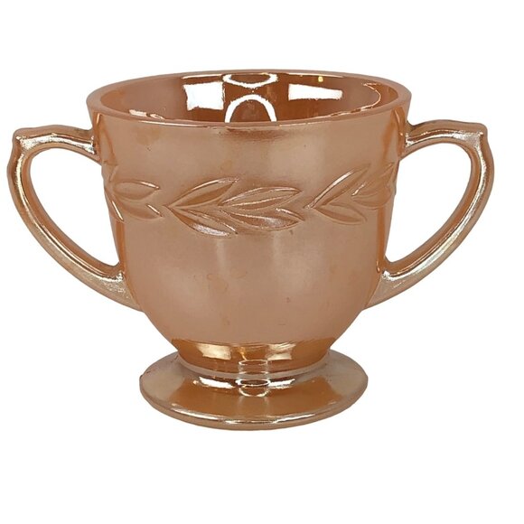 Fire King Footed Open Sugar Peach Lustre Laurel by Anchor Hocking 3-1/4" - Picture 1 of 9